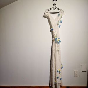 Handmade dress, white and floral